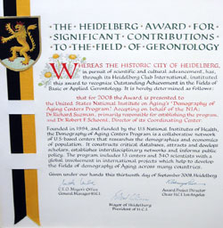 Heidelberg Club International prize certificate