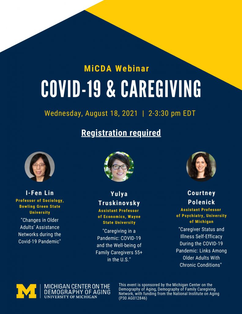 2021-08-18 MiCDA Covid-19 and Caregiving webinar poster